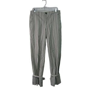 CAbi Striped Ankle Pants - Green and White